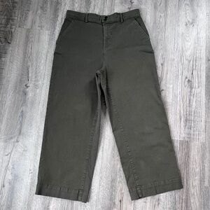 Everlane The Utility Wide Leg Pant Green Organic Cotton High Rise Womens Size 16